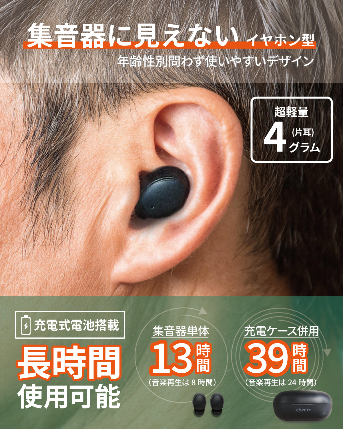cheero ワイヤレス集音器 CHE-S-001